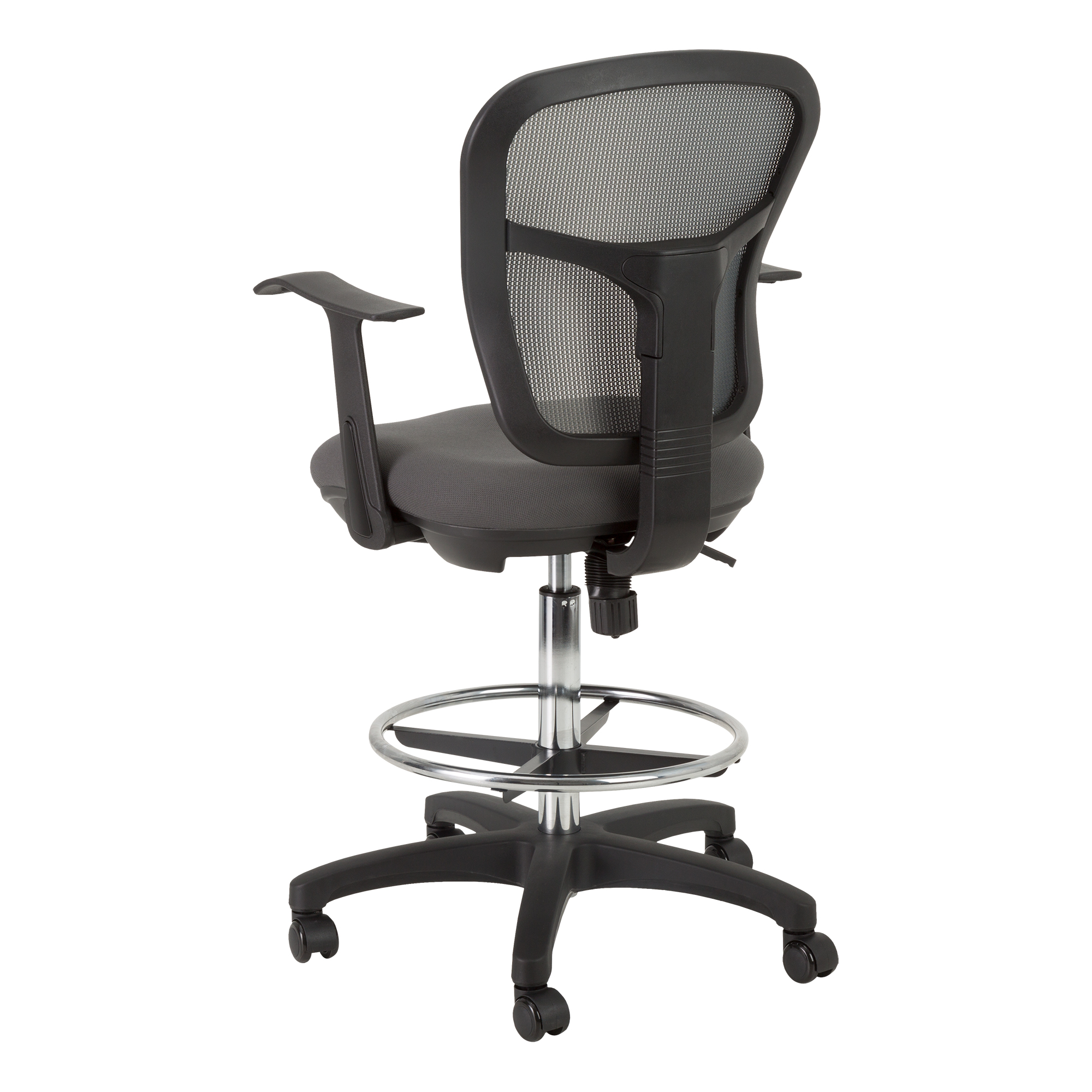 Adjustable-Height Mesh Drafting Stool w/ Arms - Back