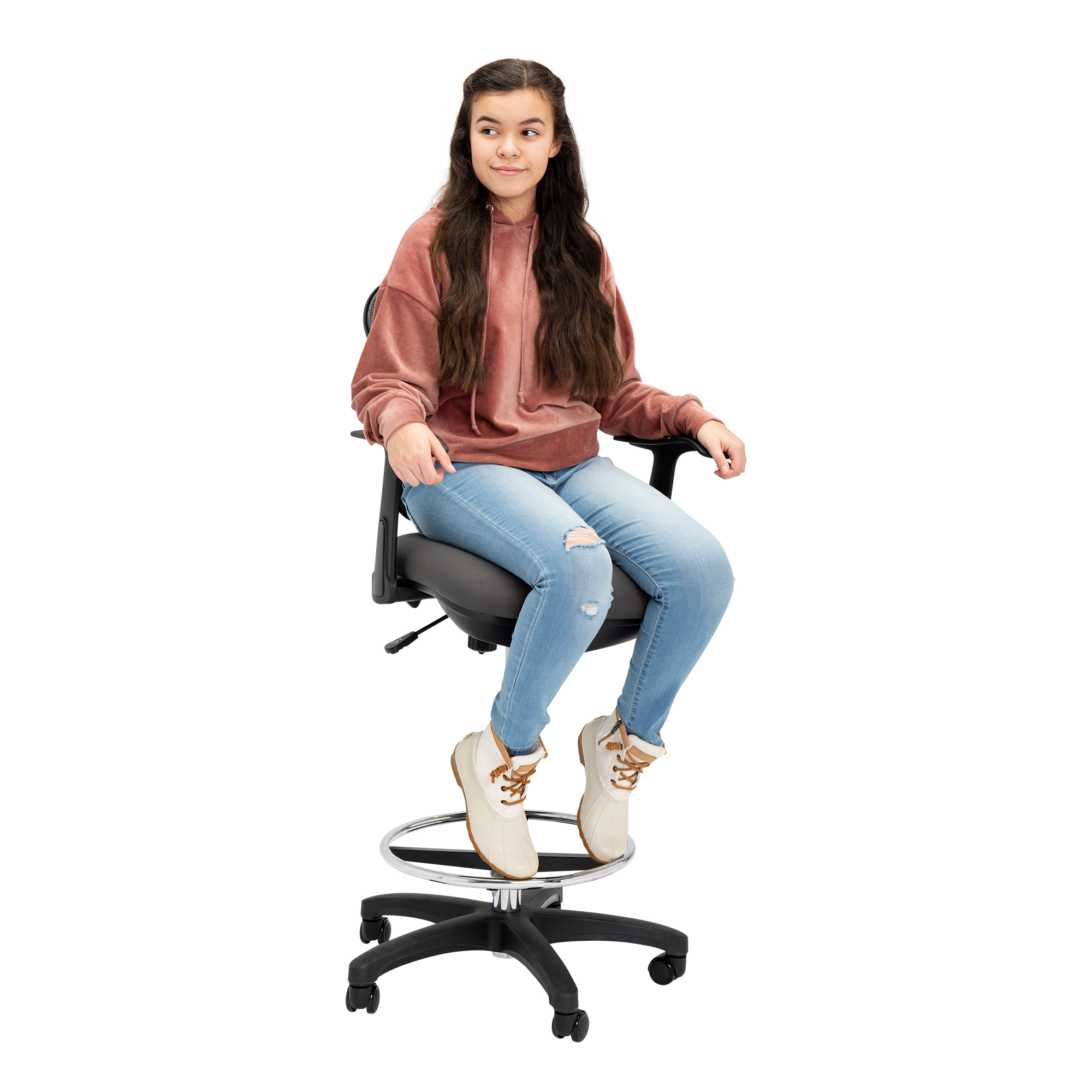 Adjustable-Height Mesh Drafting Stool