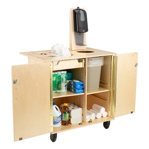 Sanitation Station w/ Baltic Birch Top, Hand Sanitizer Dispenser Mount & Hand Sanitizer Dispenser