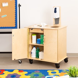 PPE Sanitation Station w/ Baltic Birch Top & Hand Sanitizer Dispenser Mount