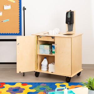 Sanitation Station w/ Baltic Birch Top, Hand Sanitizer Dispenser Mount & Hand Sanitizer Dispenser