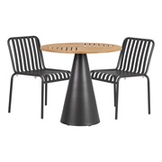 Contemporary Round Outdoor Teak Table & Chair Set
