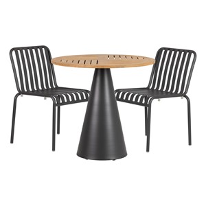 Contemporary Round Outdoor Teak Table & Chair Set