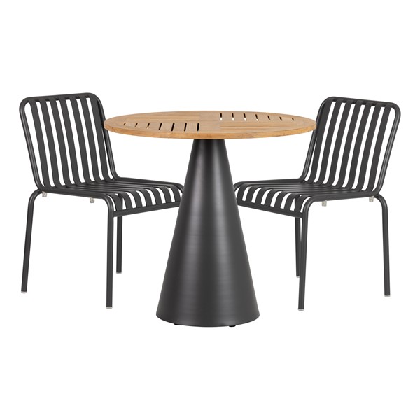 Contemporary Round Outdoor Teak Table & Chair Set
