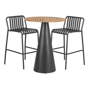 Contemporary Round Outdoor Teak Table & Chair Set