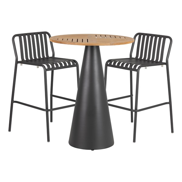 Contemporary Round Outdoor Teak Table & Chair Set