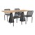 Contemporary Rectangular Outdoor Teak Table (30" H) & Four Chairs (18" H)