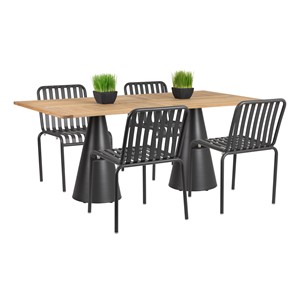 Contemporary Rectangular Outdoor Teak Table - 30" H