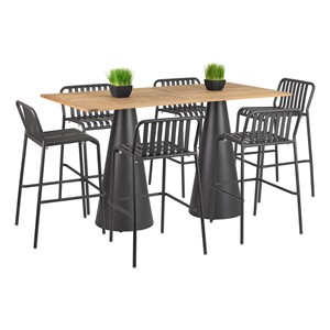 Contemporary Rectangular Outdoor Teak Table - 40" H