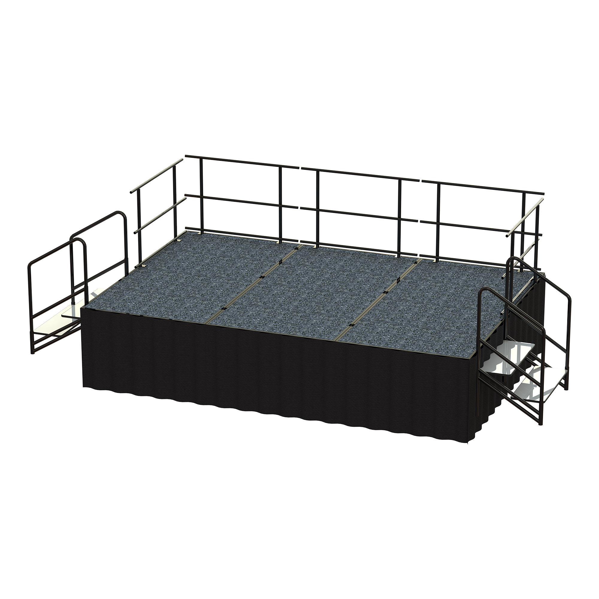 12-Person Rectangle Stage Package w/ Carpet Deck (12' L x 8' D)
