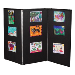 3' 7" H Folding Display Partition (5' L) - True black