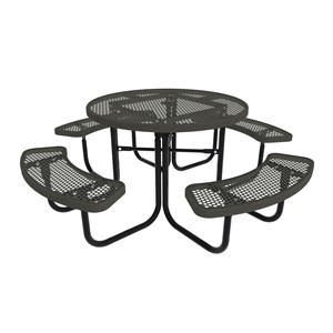 Round Picnic Table w/ Diamond Expanded Metal - Black