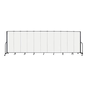 6' H Vinyl Freestanding Portable Partition - 11 Panels (20' 5" L) - Ice