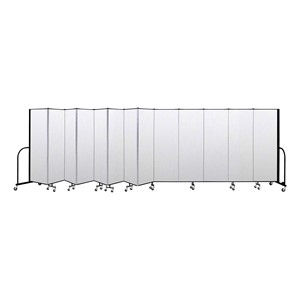 6' H Vinyl Freestanding Portable Partition - 13 Panels (24' 1" L) - Ice