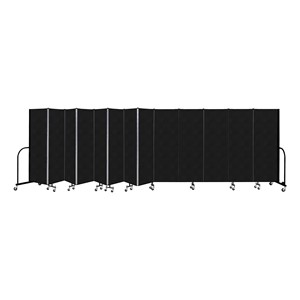 6' H Vinyl Freestanding Portable Partition - 13 Panels (24' 1" L) - Coal
