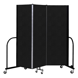 6' H Vinyl Freestanding Portable Partition - 3 Panels (5' 9" L) - Coal