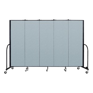 6' H Vinyl Freestanding Portable Partition - 5 Panels (9' 5" L) - Blue Tide