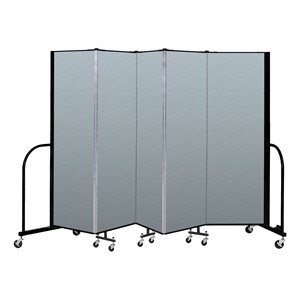 6' H Vinyl Freestanding Portable Partition - 5 Panels (9' 5" L) - Blue Tide