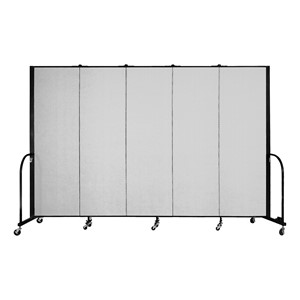 6' H Vinyl Freestanding Portable Partition - 5 Panels (9' 5" L) - Granite