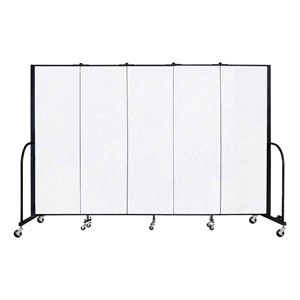 6' H Vinyl Freestanding Portable Partition - 5 Panels (9' 5" L) - Ice