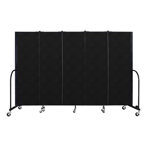 6' H Vinyl Freestanding Portable Partition - 5 Panels (9' 5" L) - Coal