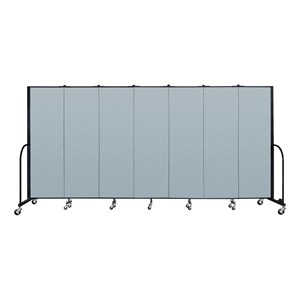 6' H Vinyl Freestanding Portable Partition - 7 Panels (13' 1" L) - Blue Tide