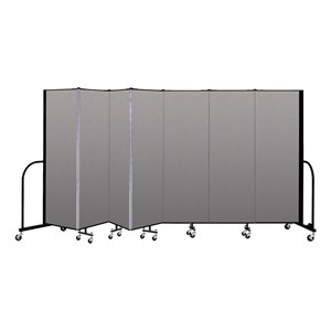 6' H Vinyl Freestanding Portable Partition - 7 Panels (13' 1" L) - Granite