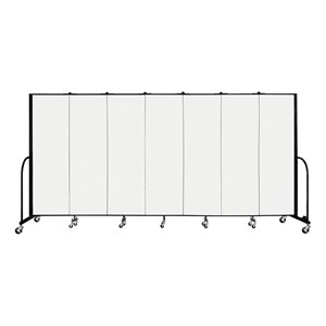 6' H Vinyl Freestanding Portable Partition - 7 Panels (13' 1" L) - Ice
