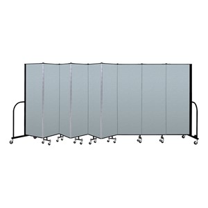 6' H Vinyl Freestanding Portable Partition - 9 Panels (16' 9" L) - Blue Tide