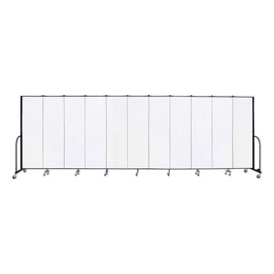 6' 8" H Vinyl Freestanding Portable Partition - 11 Panels (20' 5" L) - Ice