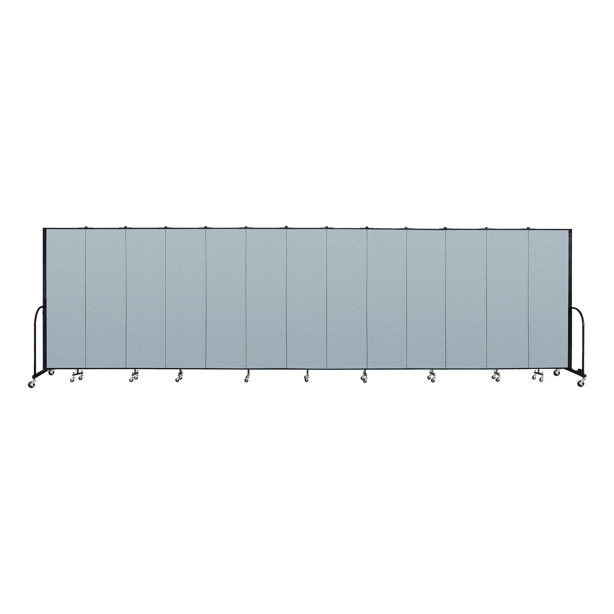 6' 8" H Vinyl Freestanding Portable Partition - 13 Panels (24' 1" L) - Blue Tide