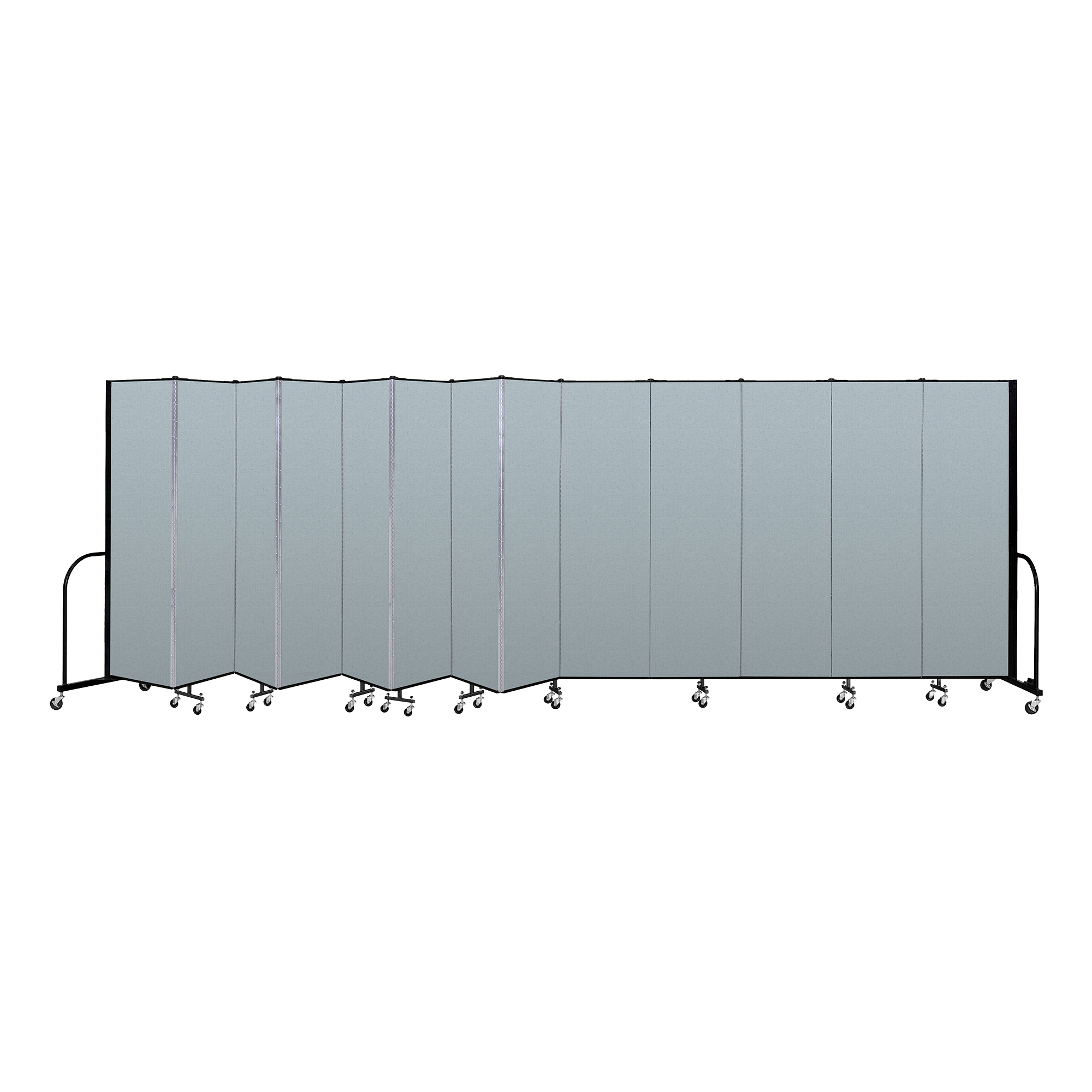 6' 8" H Vinyl Freestanding Portable Partition - 13 Panels (24' 1" L) - Blue Tide