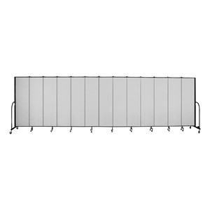 6' 8" H Vinyl Freestanding Portable Partition - 13 Panels (24' 1" L) - Granite