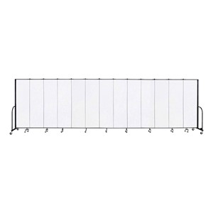 6' 8" H Vinyl Freestanding Portable Partition - 13 Panels (24' 1" L) - Ice
