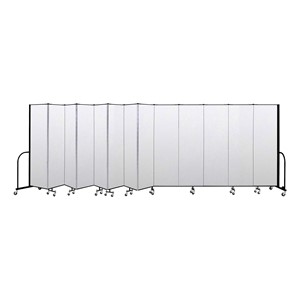 6' 8" H Vinyl Freestanding Portable Partition - 13 Panels (24' 1" L) - Ice
