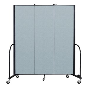 6' 8" H Vinyl Freestanding Portable Partition - 3 Panels (5' 9" L) - Blue Tide