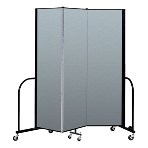 6' 8" H Vinyl Freestanding Portable Partition - 3 Panels (5' 9" L) - Blue Tide