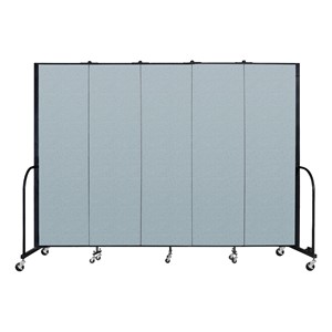 6' 8" H Vinyl Freestanding Portable Partition - 5 Panels (9' 5" L) - Blue Tide