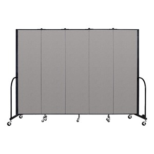6' 8" H Vinyl Freestanding Portable Partition - 5 Panels (9' 5" L) - Granite