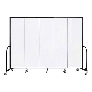 6' 8" H Vinyl Freestanding Portable Partition - 5 Panels (9' 5" L) - Ice