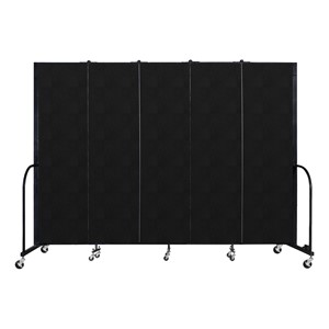 6' 8" H Vinyl Freestanding Portable Partition - 5 Panels (9' 5" L) - Coal