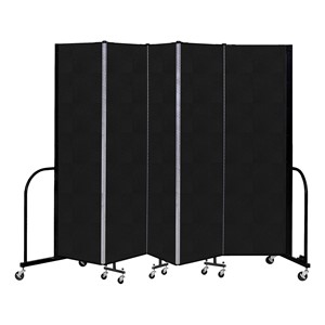 6' 8" H Vinyl Freestanding Portable Partition - 5 Panels (9' 5" L) - Coal
