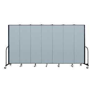 6' 8" H Vinyl Freestanding Portable Partition - 7 Panels (13' 1" L) - Blue Tide