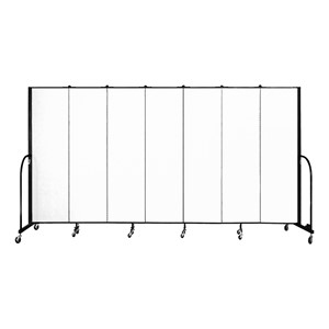6' 8" H Vinyl Freestanding Portable Partition - 7 Panels (13' 1" L) - Ice