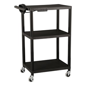 Adjustable-Height Plastic AV Cart w/ Electric