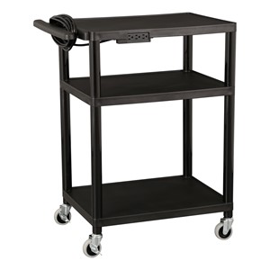 Adjustable-Height Plastic AV Cart w/ Electric