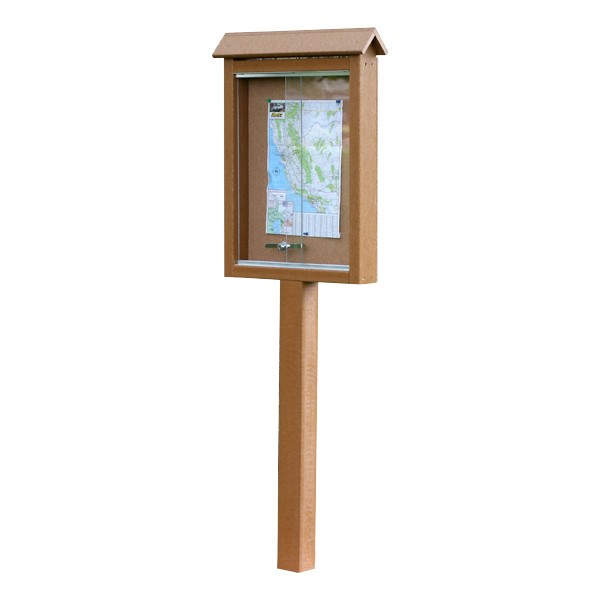 Recycled Plastic Small Outdoor Message Board w/ Post