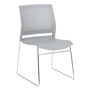 Chrome Sled Base Stack Chair w/ Perforated Seatback - Gray
