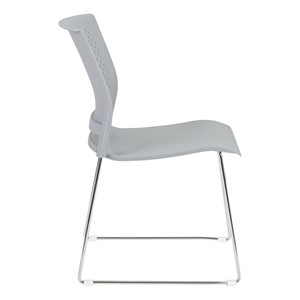 Chrome Sled Base Stack Chair w/ Perforated Seatback - Side View