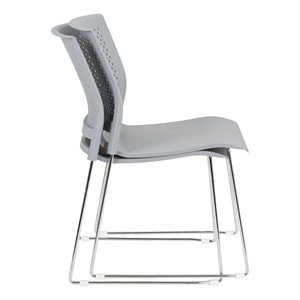Chrome Sled Base Stack Chair w/ Perforated Seatback - Shown Stacked